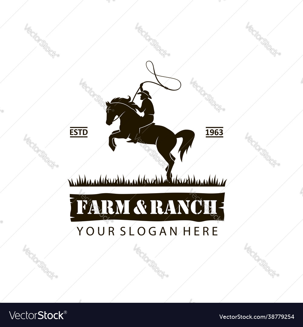 Emblem cowboy silhouette vector image Emblem cowboy silhouette