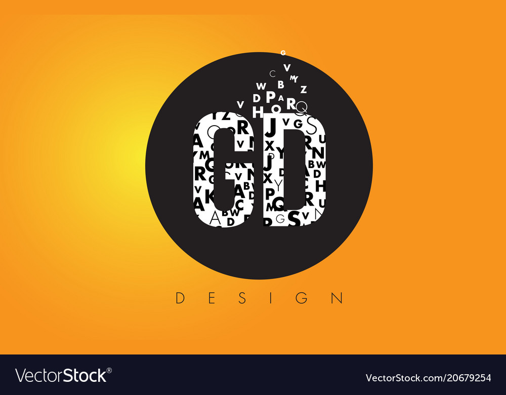 Gd g d logo made of small letters with black Vector Image