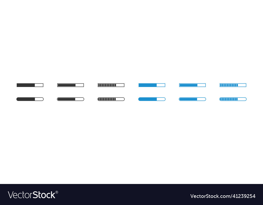 Load bar set loading download progress isolated vector image Load bar set loading download progress isolated