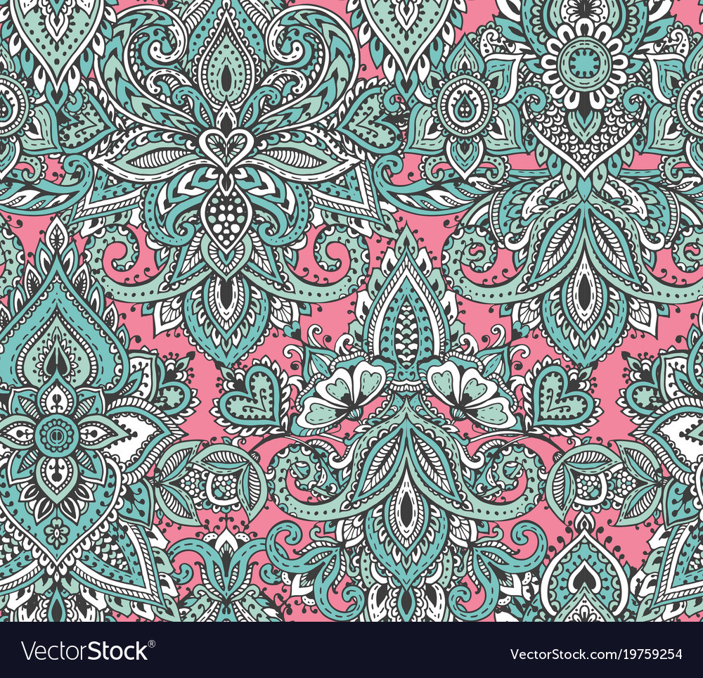 Seamless pattern with henna mehndi floral Vector Image