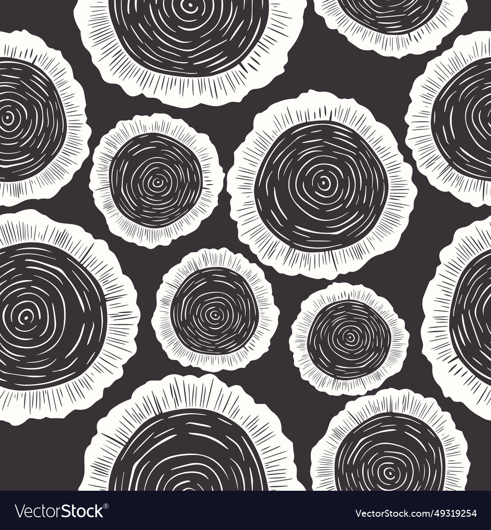 Seamless pattern with tree rings saw cut Vector Image