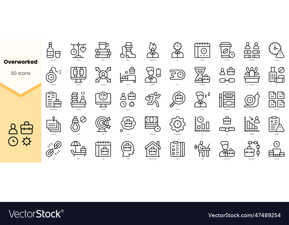 Set of overworked icons simple line art style