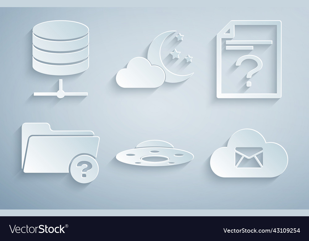 Set ufo flying spaceship unknown document vector image Set ufo flying spaceship unknown document
