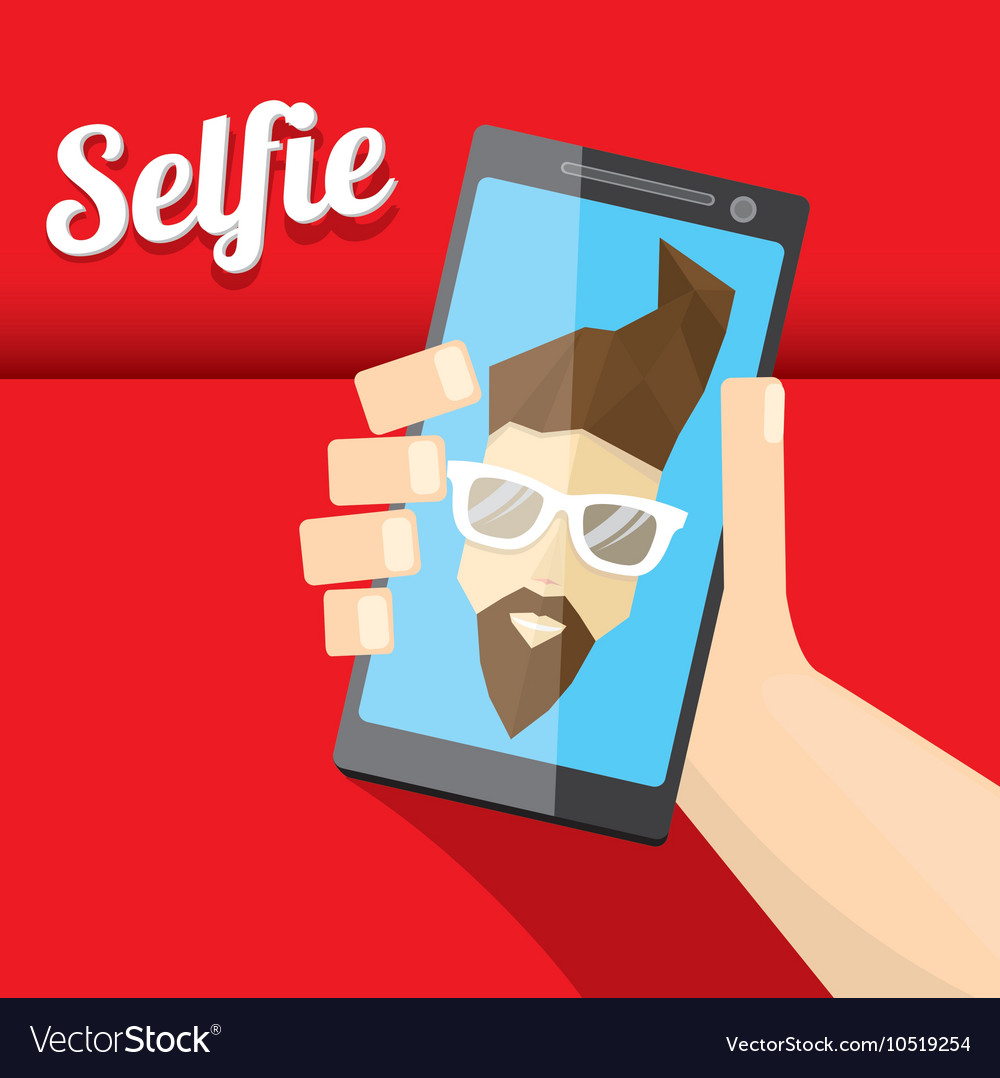 Taking selfie photo on smart phone concept icon