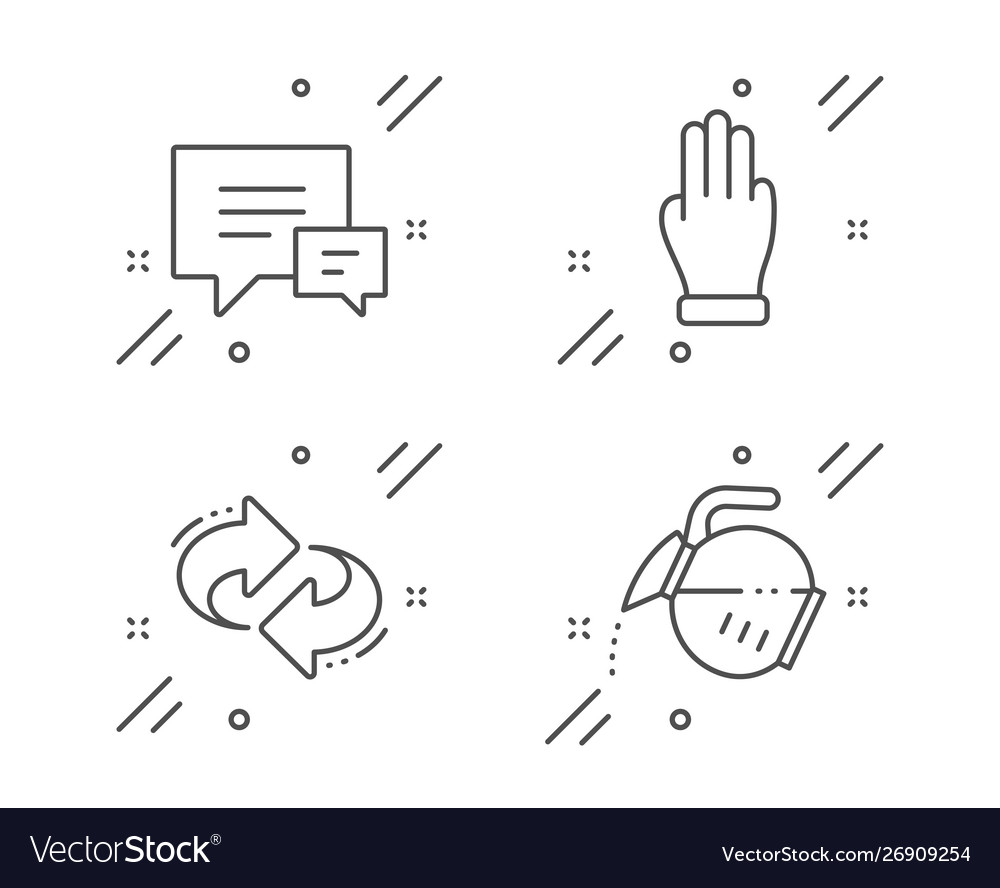 Three fingers comment and refresh icons set Vector Image Three fingers comment and refresh icons set