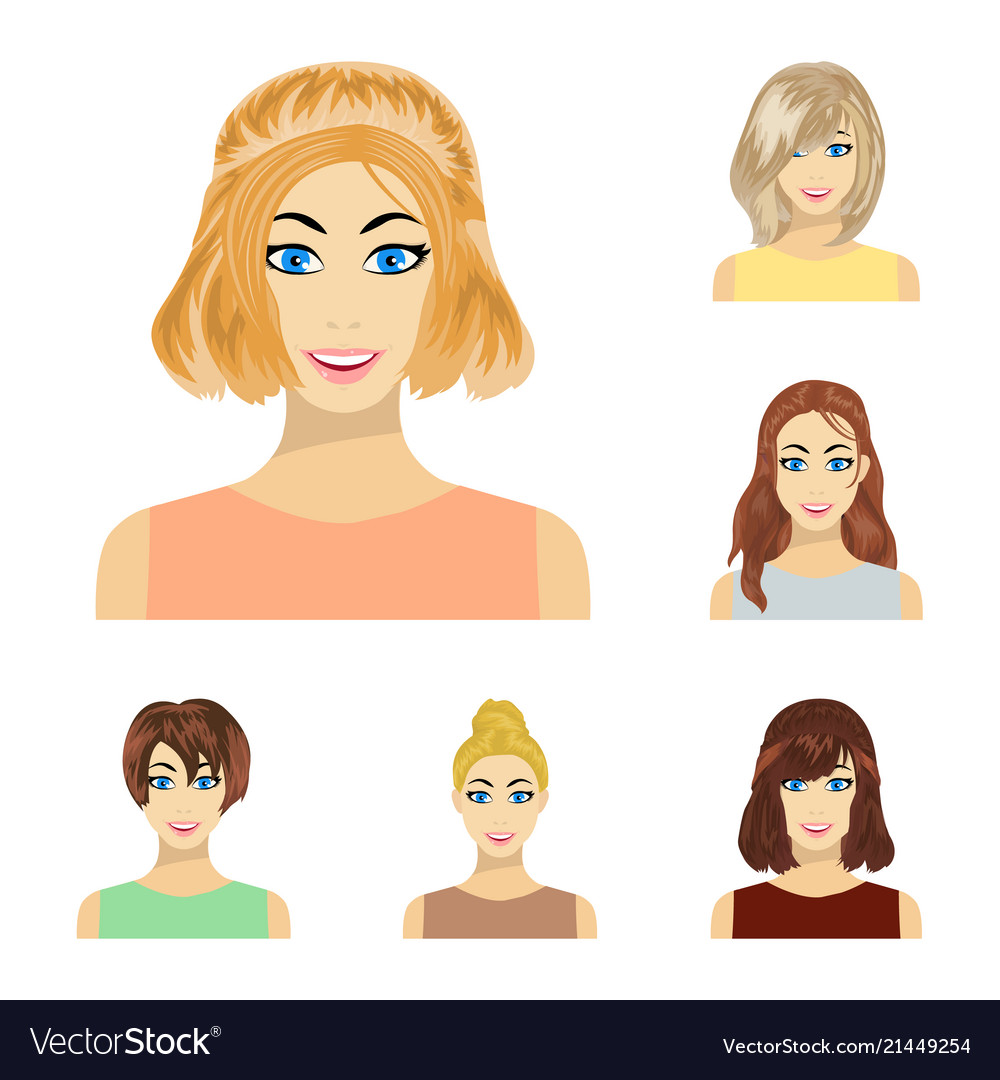 Types female hairstyles cartoon icons in set Vector Image