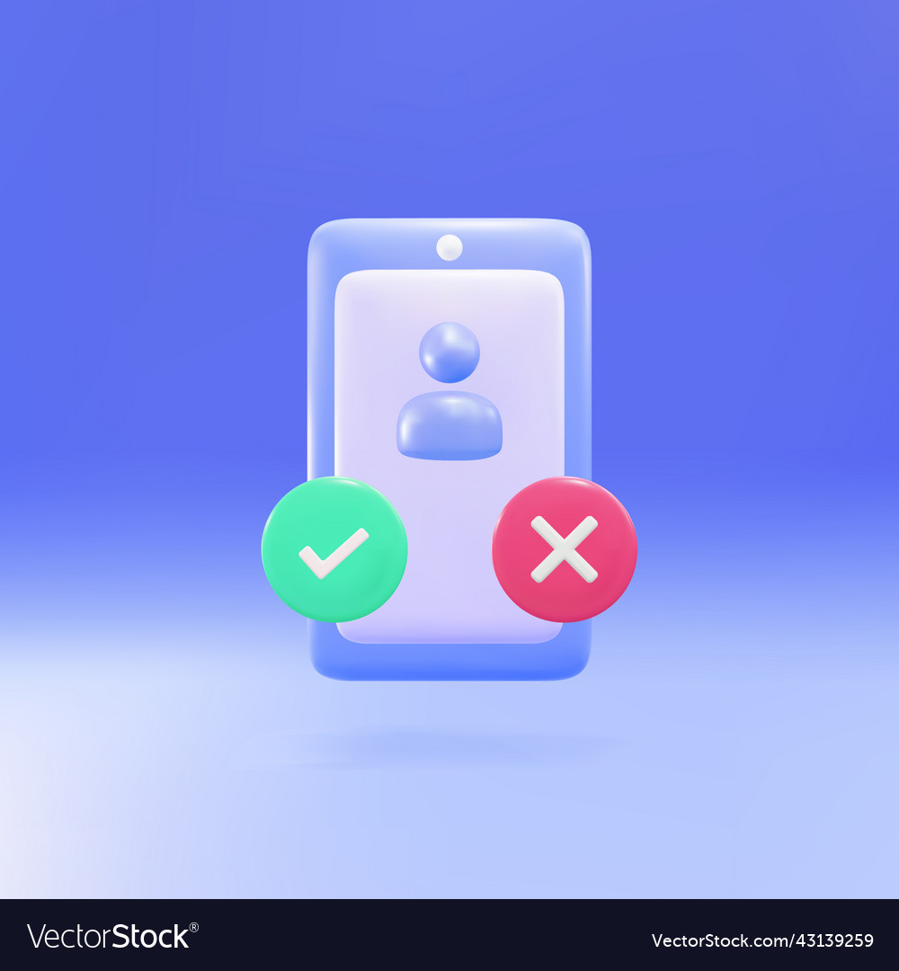 3d smartphone with check mark and cross vector image 3d smartphone with check mark and cross