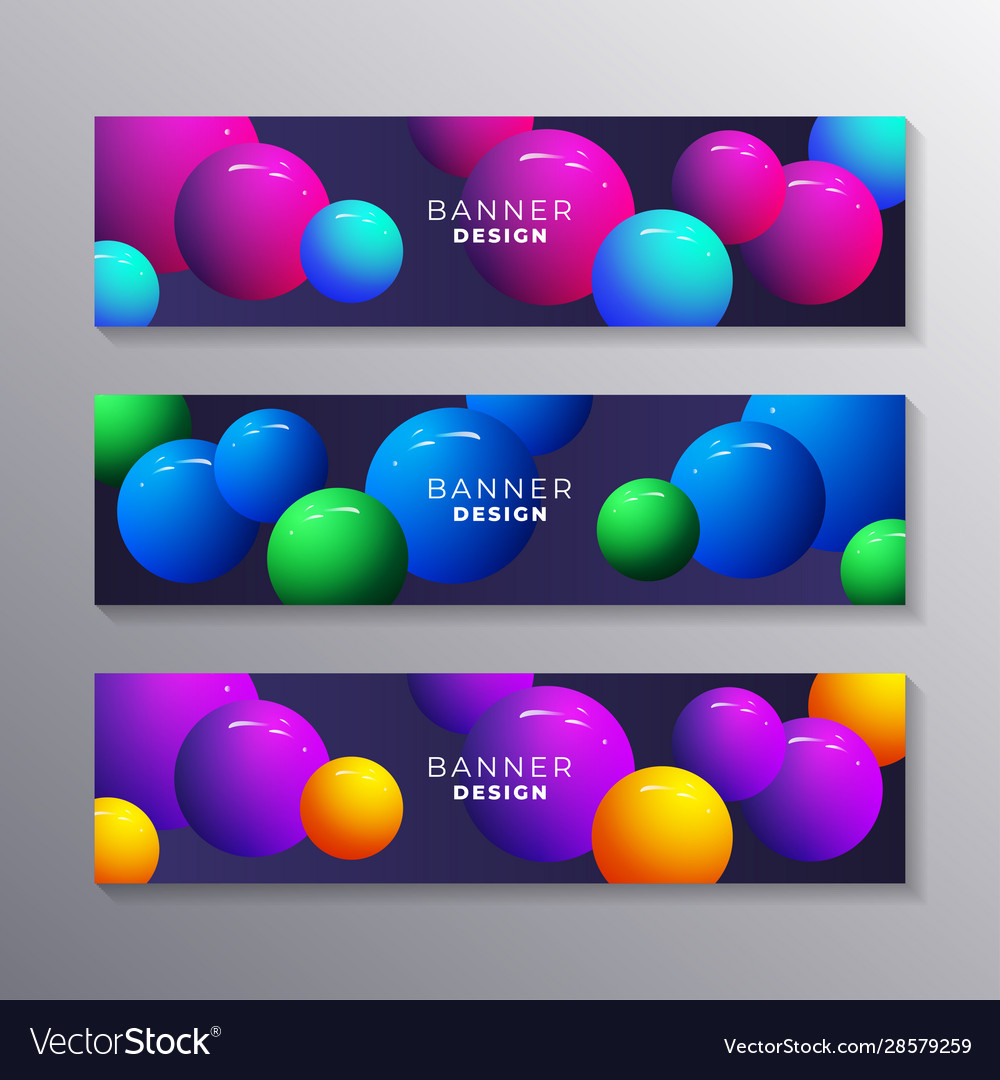Abstract banner template set dynamic 3d sphere Vector Image Abstract banner template set dynamic 3d sphere