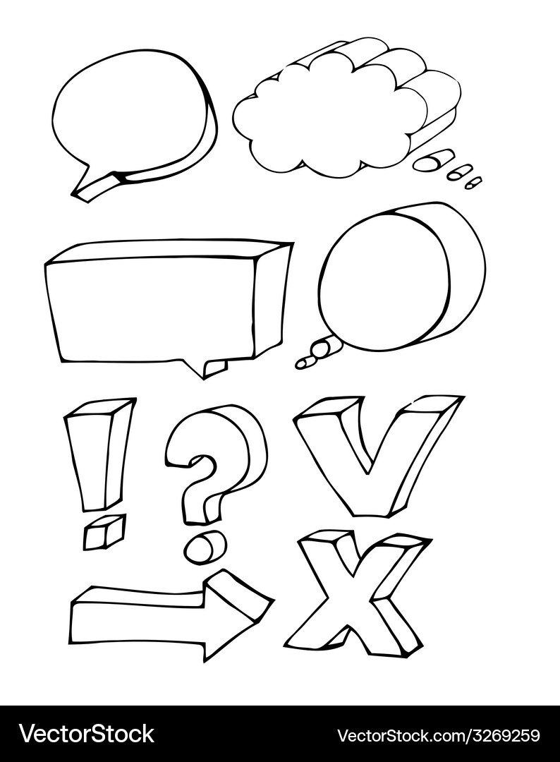 Blank empty white speech bubbles Royalty Free Vector Image