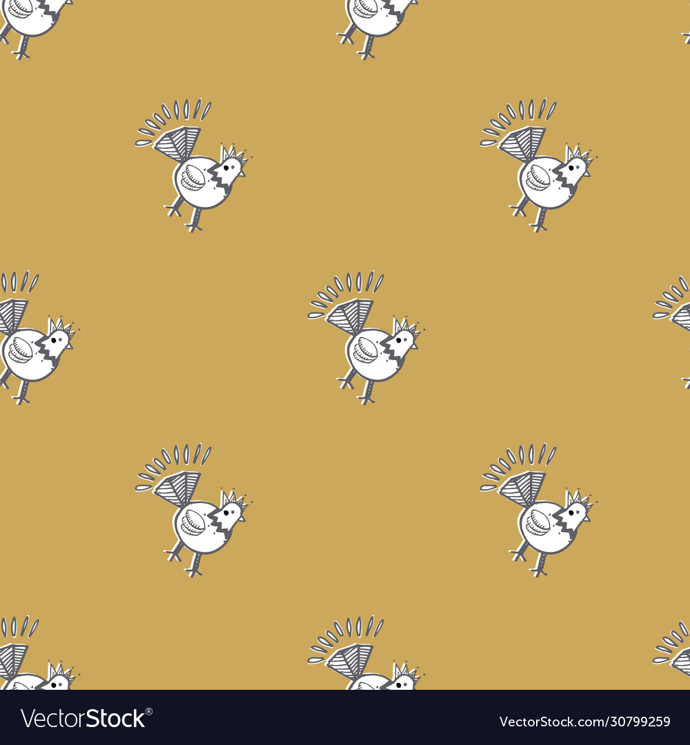 Chicken folklore print seamless repeat pattern vector image Chicken folklore print seamless repeat pattern