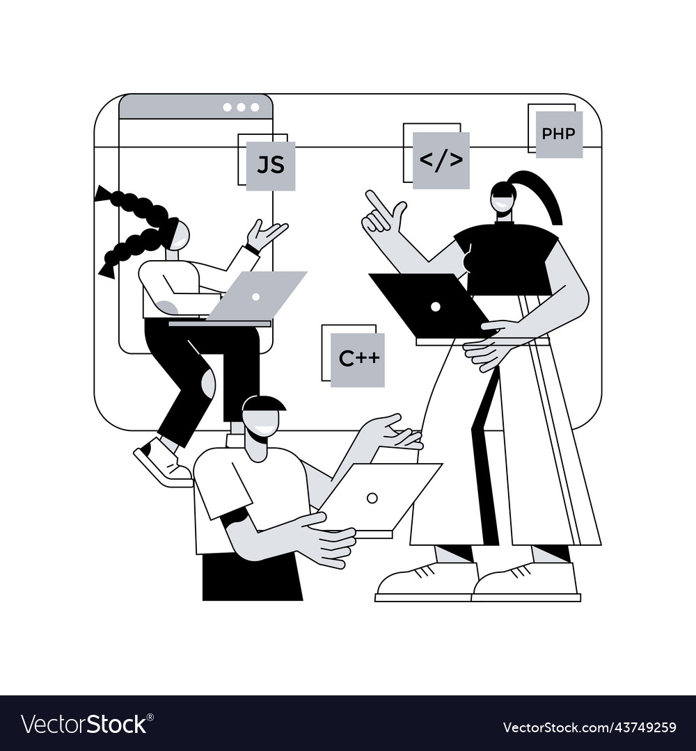 Computer programming camp abstract concept vector image Computer programming camp abstract concept