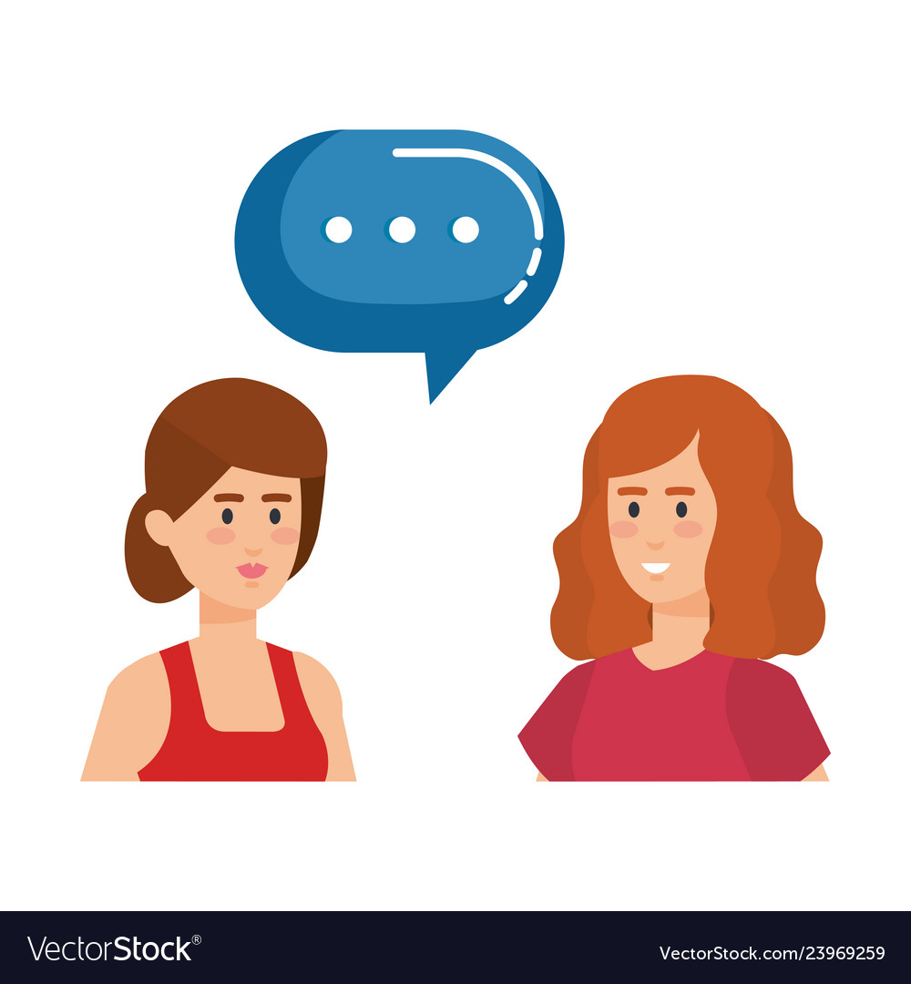 Couple girls with speech bubble characters Vector Image