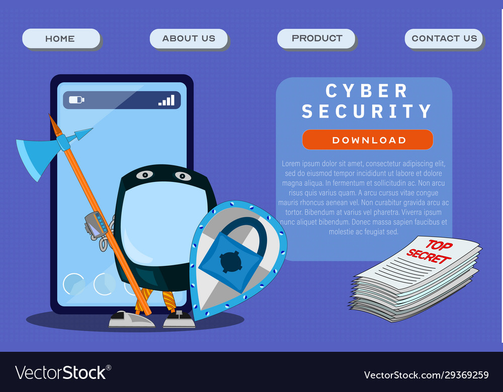 Cyber security site template access control vector image Cyber security site template access control