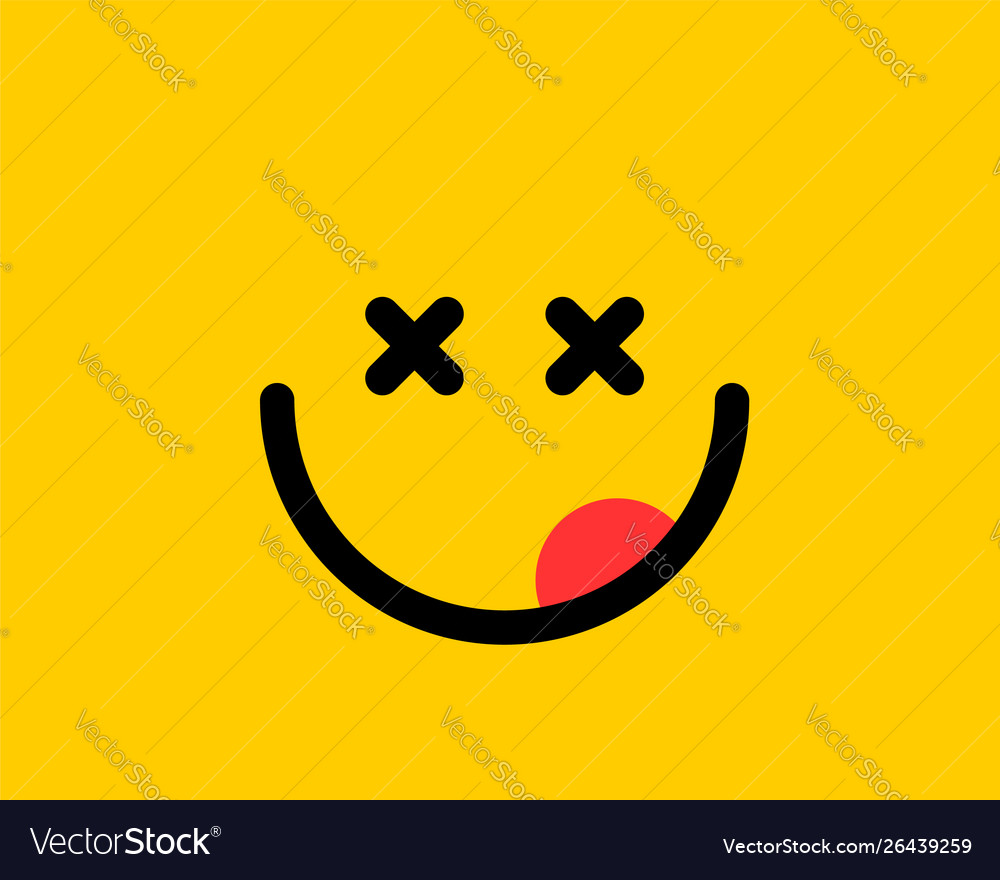 Emoji smile icon symbol on yellow background