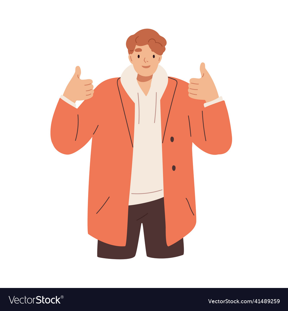 Glücklicher Mann mit Daumen ausdrücken Vereinbarung vector image Glücklicher Mann mit Daumen ausdrücken Vereinbarung