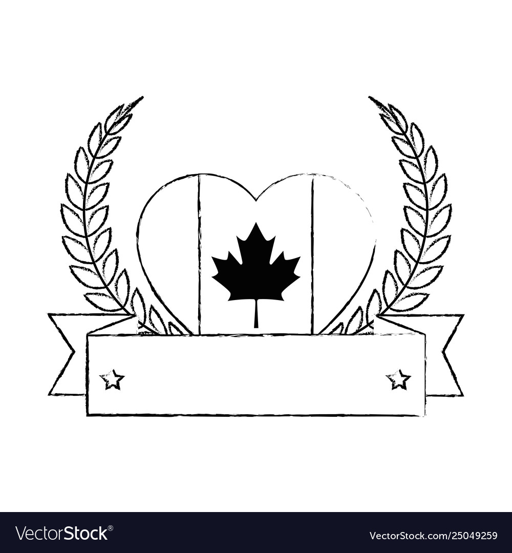 Heart with canadian flag emblem icon