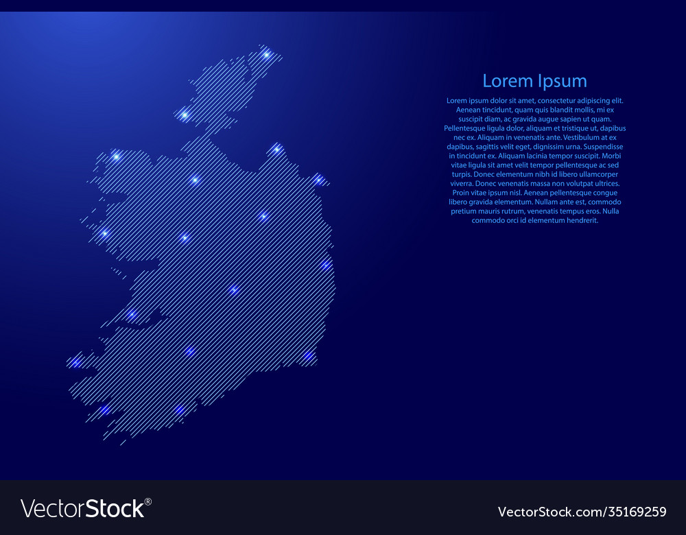 Ireland map from blue pattern slanted parallel