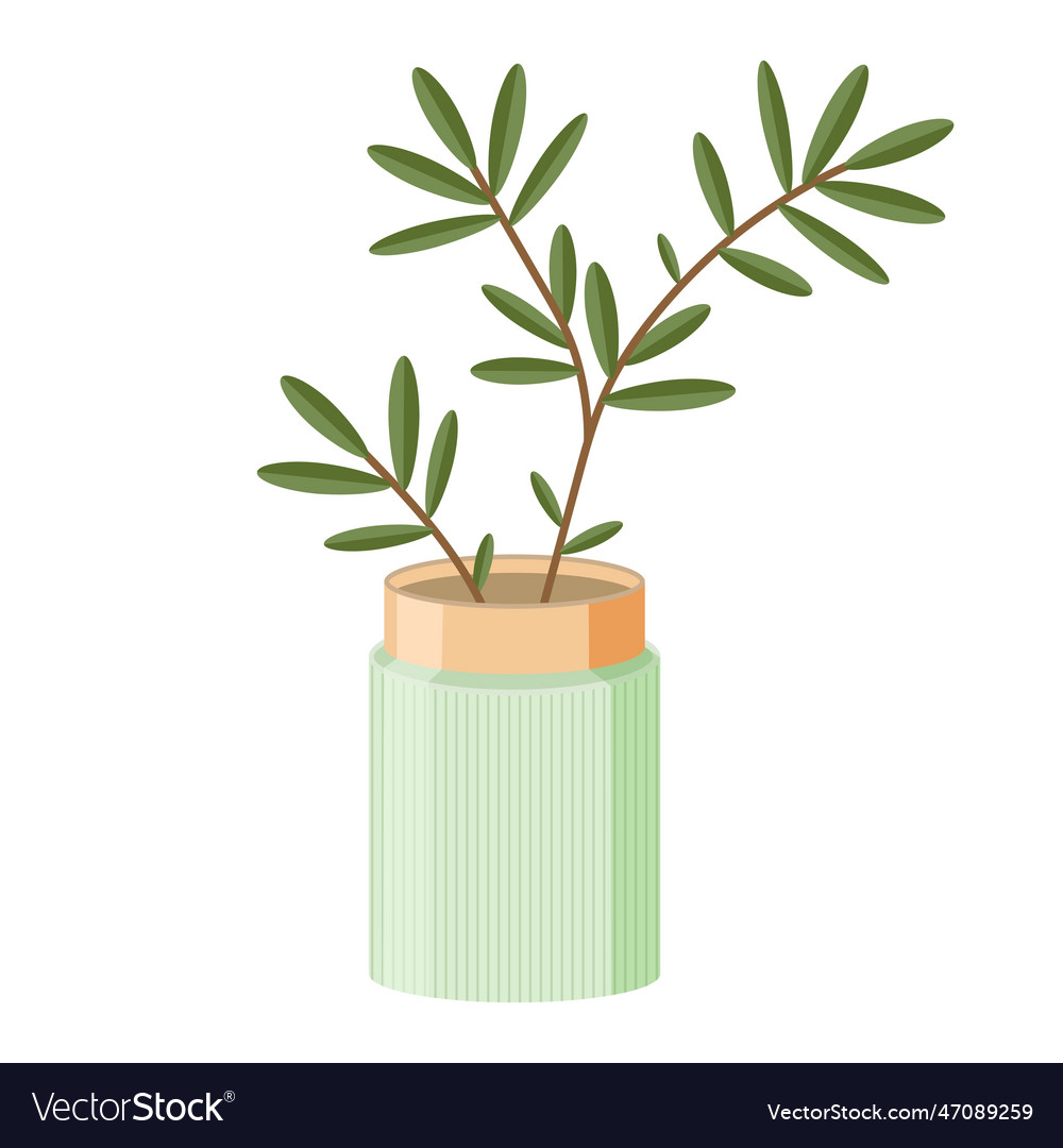 Isolated green vase with flowers Vector Image Isolated green vase with flowers