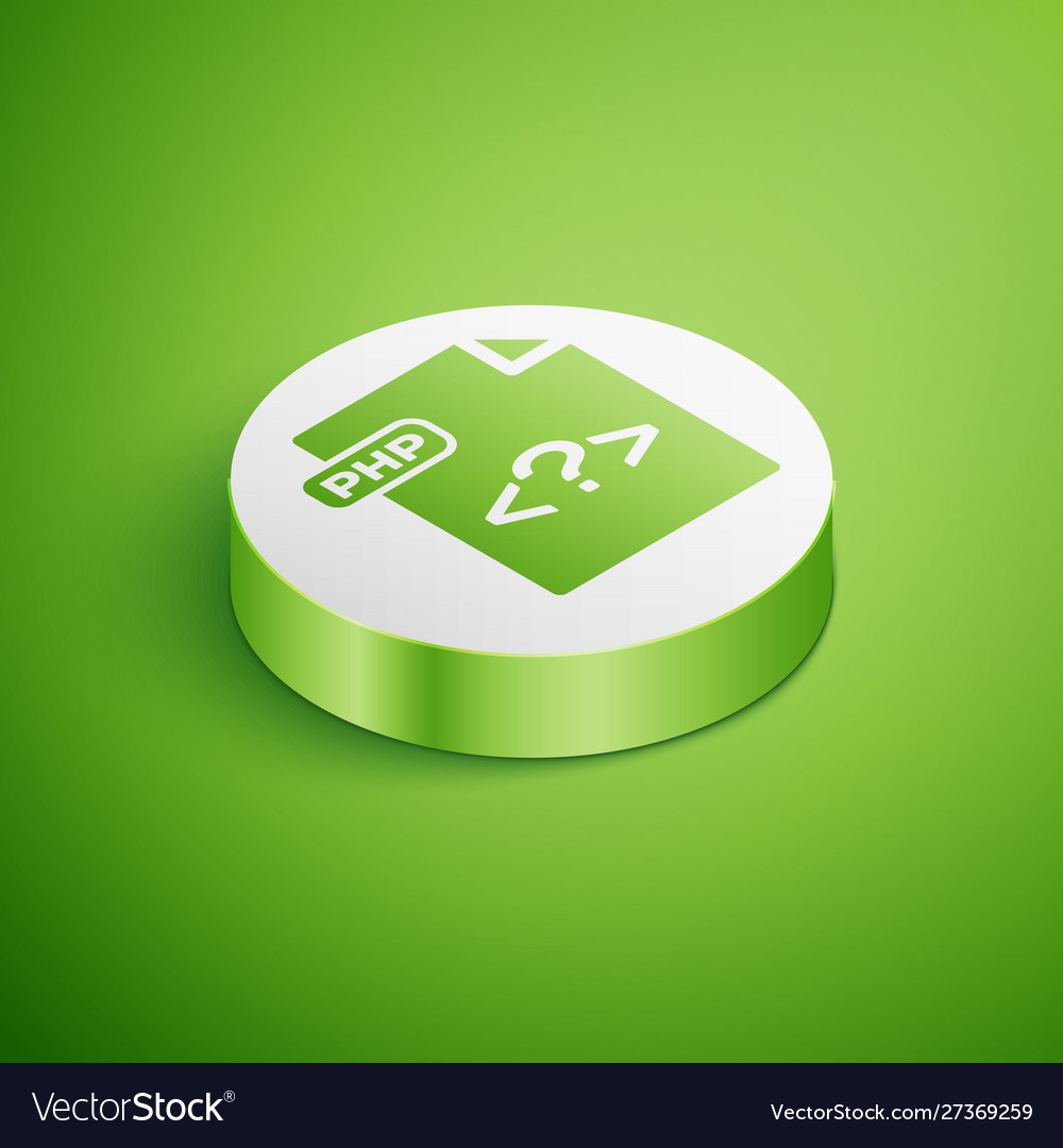 Isometric php file document download button vector image Isometric php file document download button