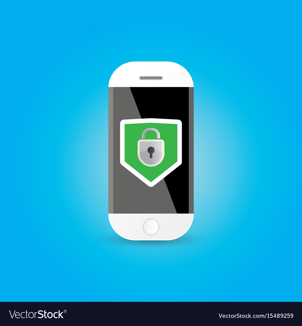 Mobile security app screen with shield and lock