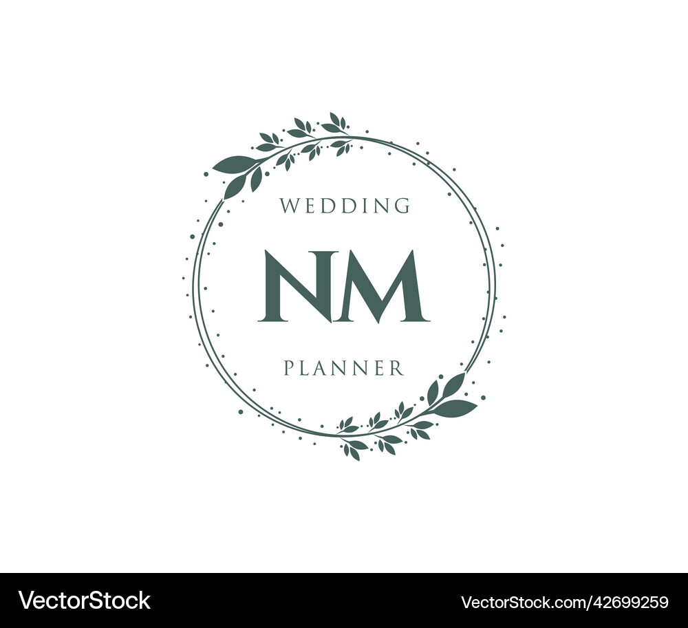 Nm initials letter wedding monogram logos Vector Image