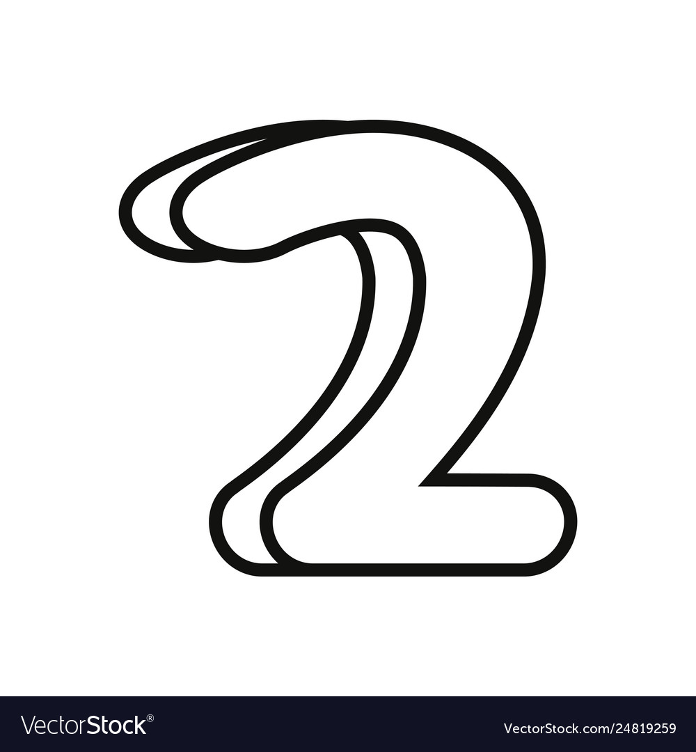 Outlined number on white background