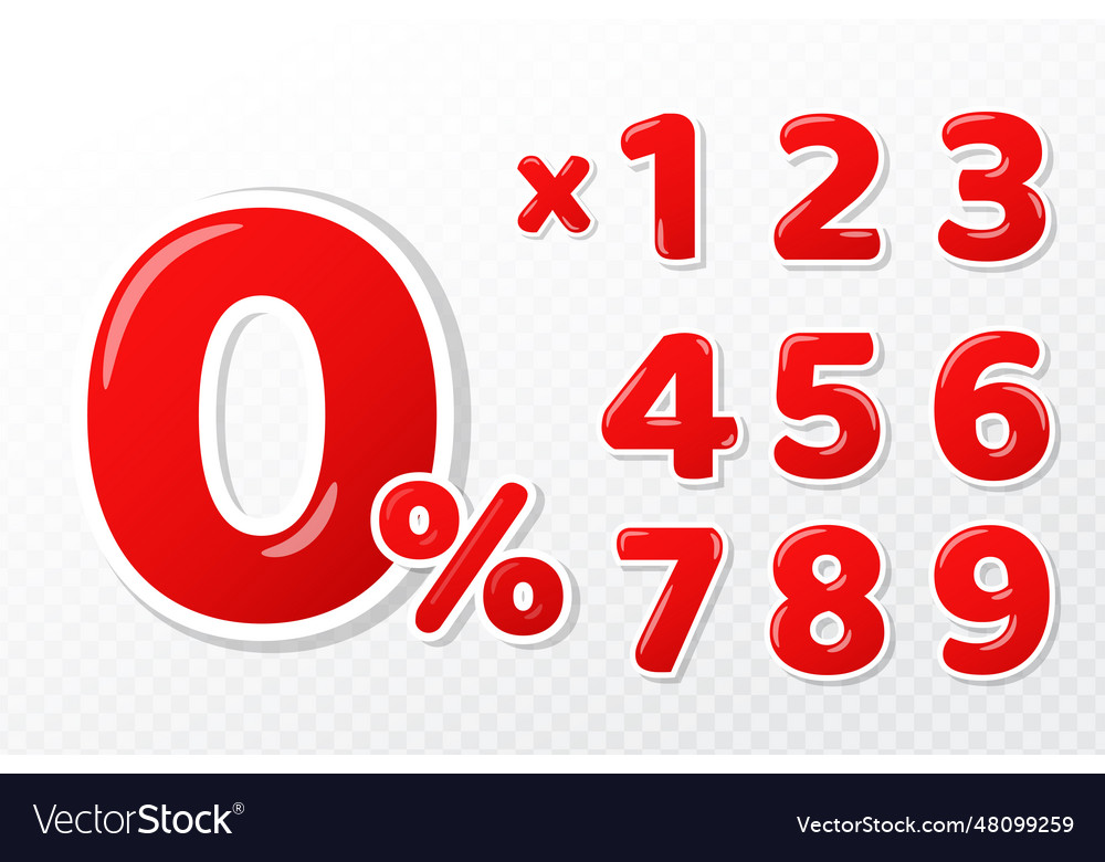 Red 3D Number Set - Percent Mark
