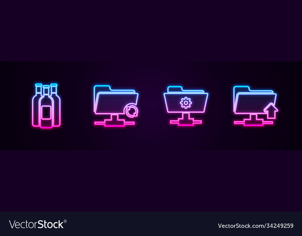 Set line bottles wine ftp sync refresh vector image Set line bottles wine ftp sync refresh