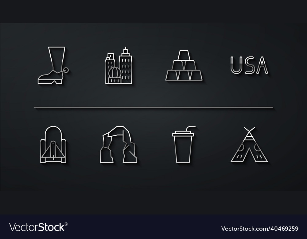 Set line cowboy boot rocket launch from Vector Image Set line cowboy boot rocket launch from