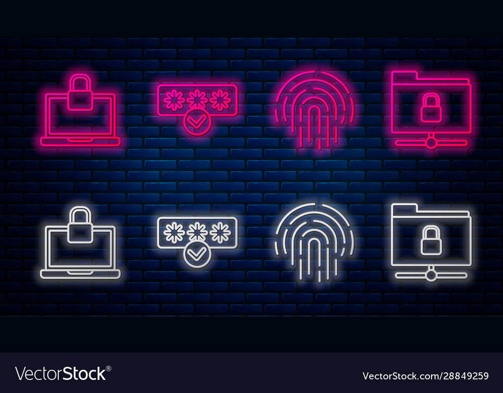 Set line password protection and safety access vector image Set line password protection and safety access