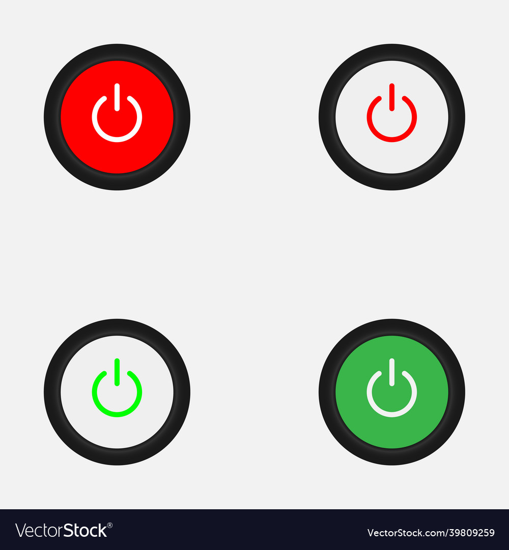 Set of 4 on off slider style power buttons vector image Set of 4 on off slider style power buttons