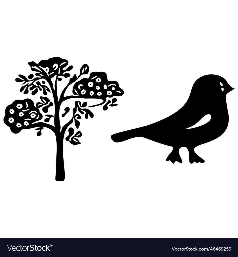 Set of bird and botanical motif collection