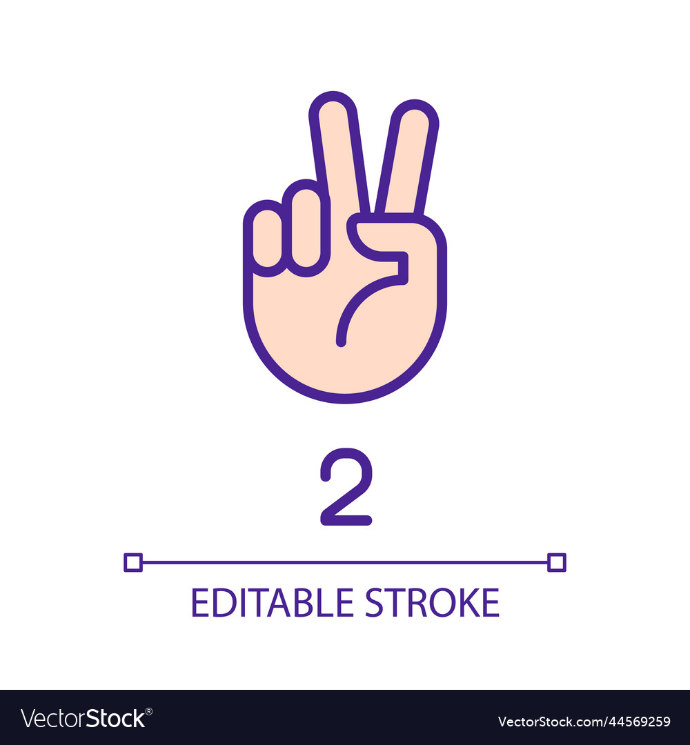 Signing digit two in asl pixel perfect rgb color vector image Signing digit two in asl pixel perfect rgb color