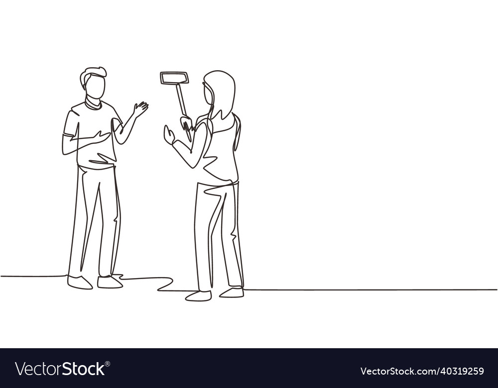 Single continuous line drawing blogging vlogging