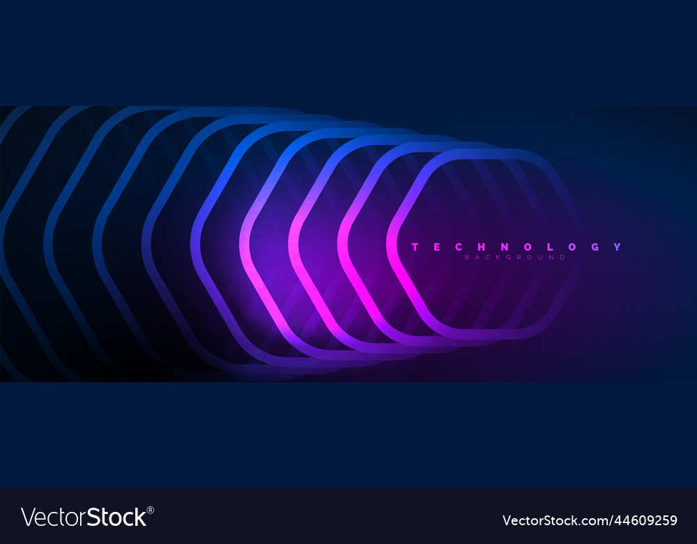 Techno shiny hexagons abstract background