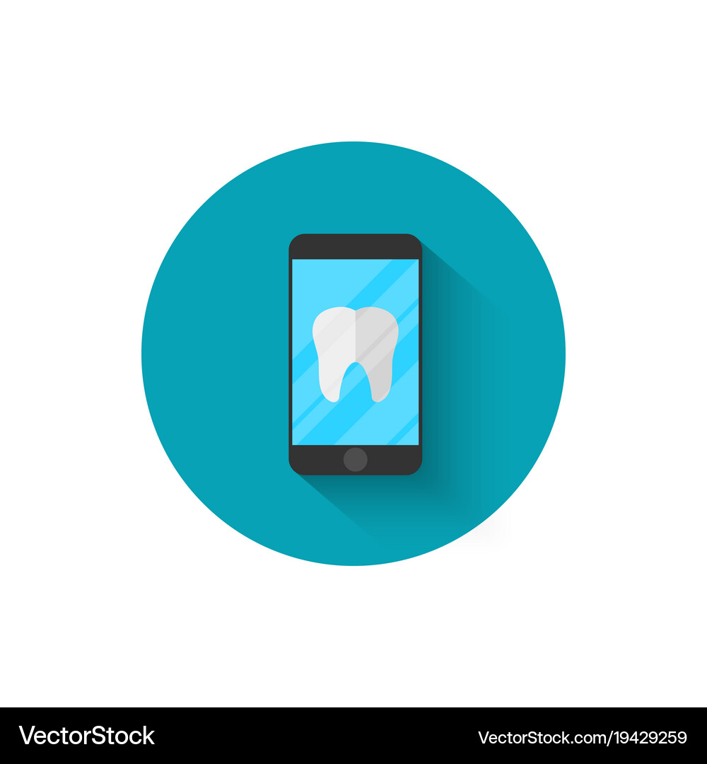 Tooth icon on a smartphone modern dentistry Vector Image