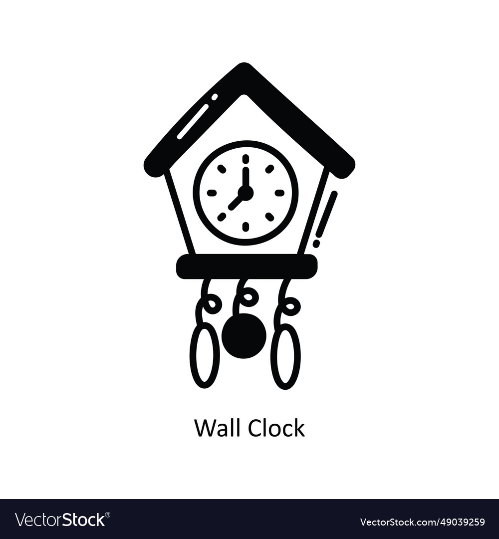 Wall clock doodle semi solid icon design illu