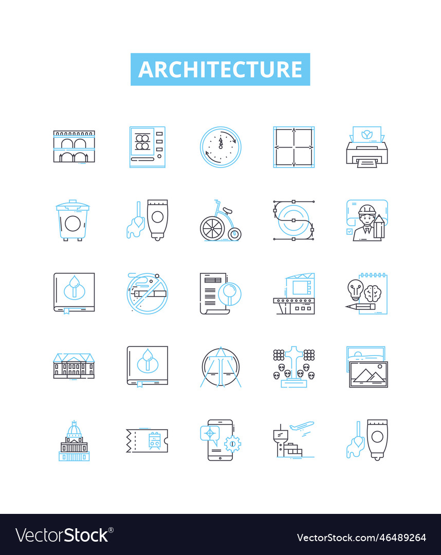 Architecture line icons set structure vector image Architecture line icons set structure