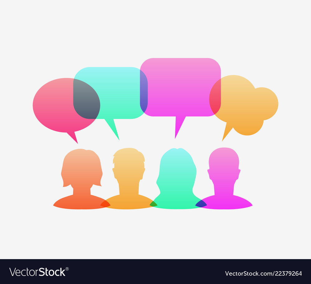Colorful Speech Bubbles with People Icons
