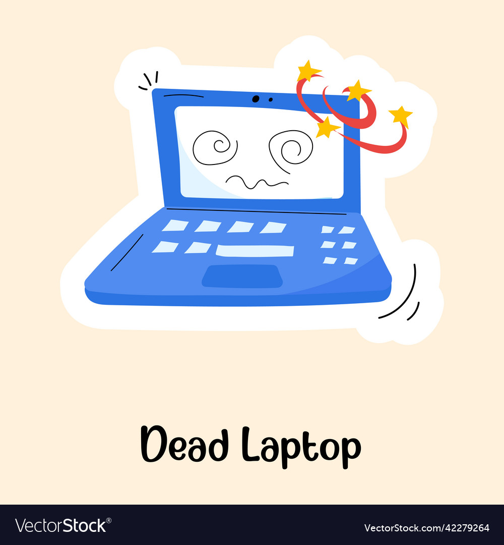 Dead laptop Royalty Free Vector Image - VectorStock