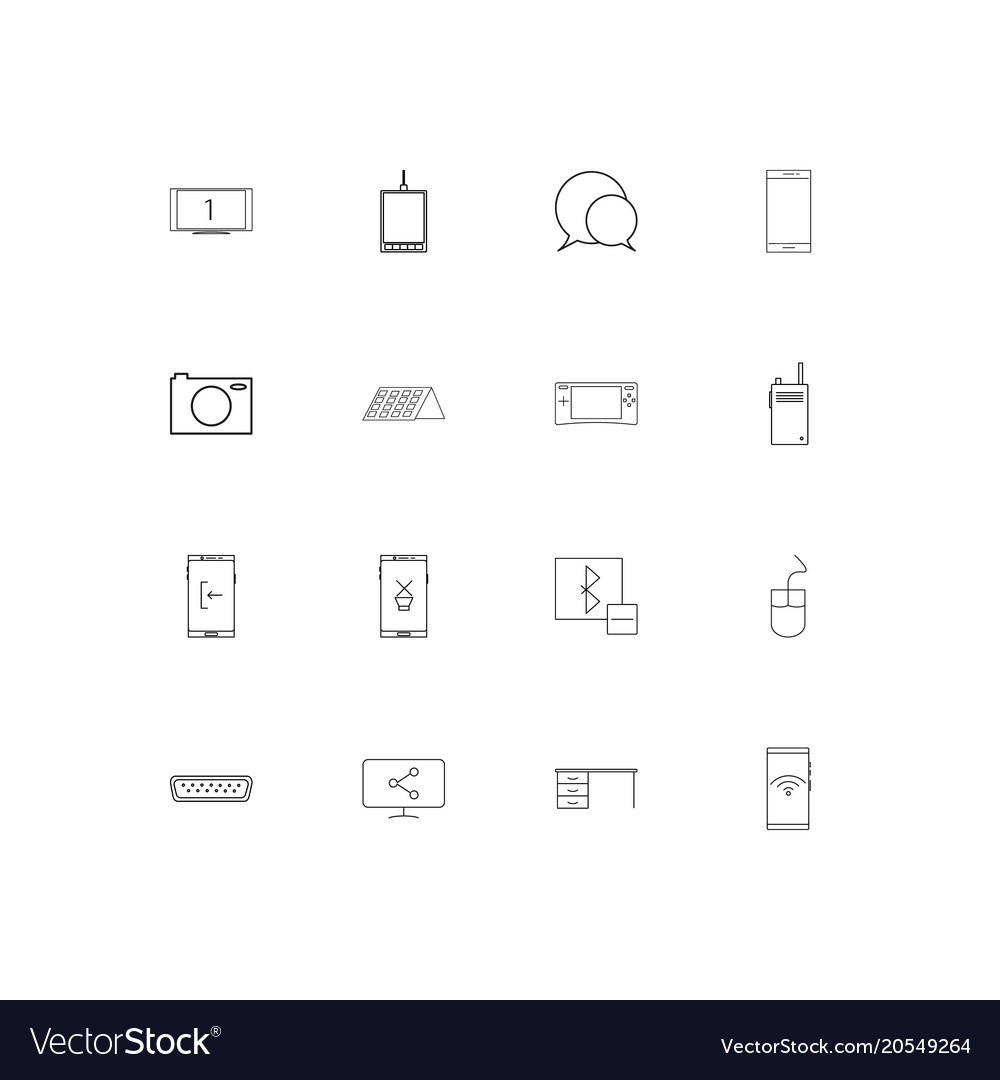 Devices simple linear icons set outlined