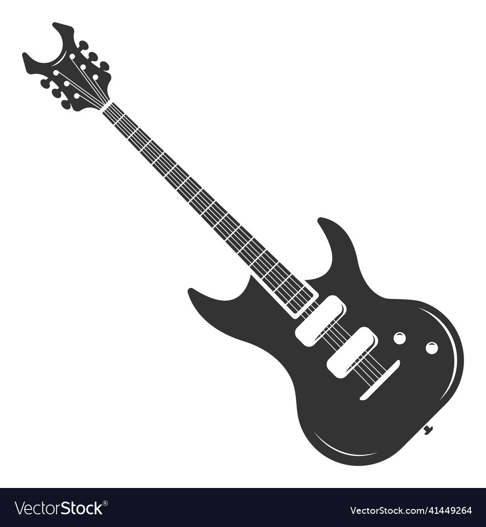 Electric guitar black rock music emblem band Vector Image