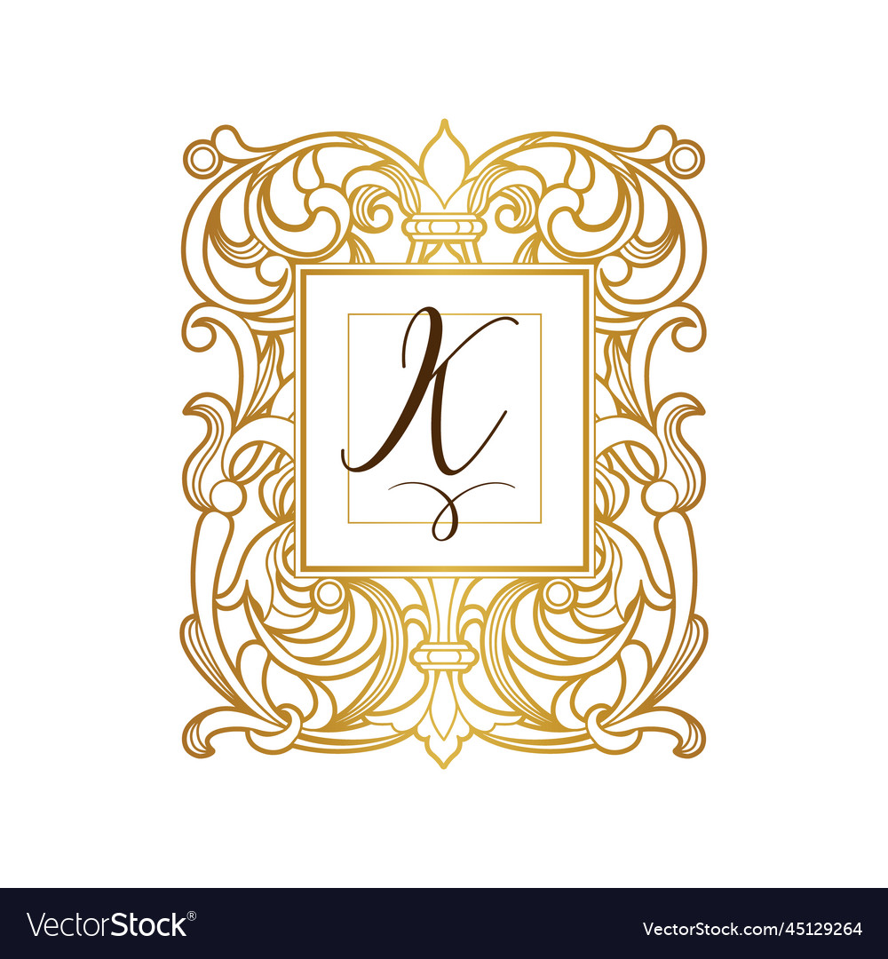 Golden elements monogram identity for design vector image Golden elements monogram identity for design