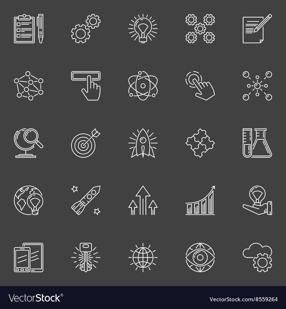 Innovation outline white icons Royalty Free Vector Image