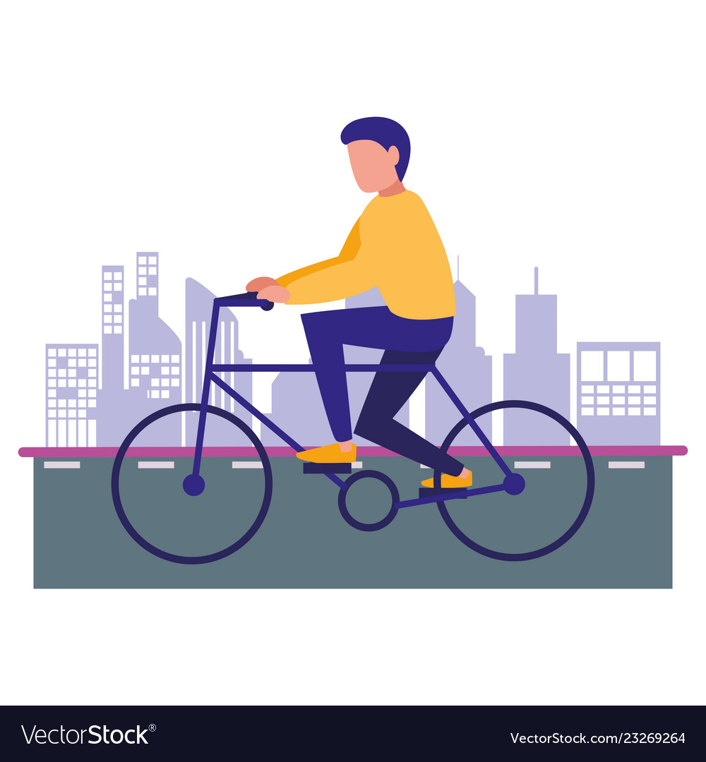 Man riding bike in the city