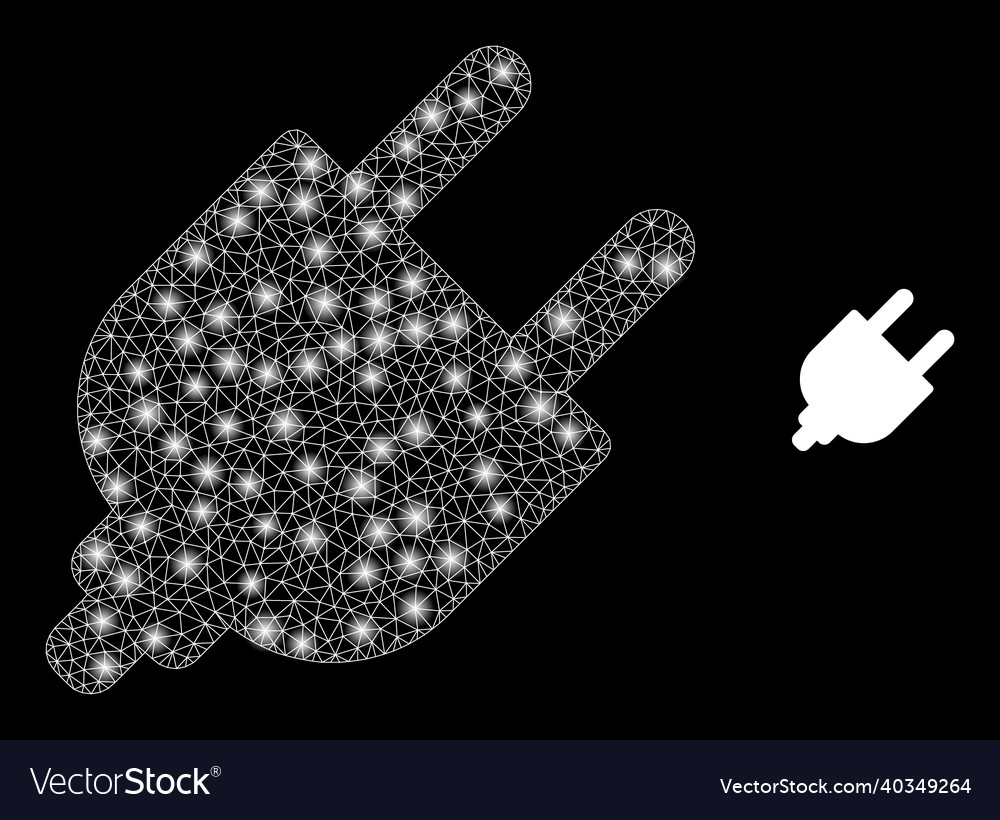 Mesh net electrical plugin with shiny wire vector image Mesh net electrical plugin with shiny wire