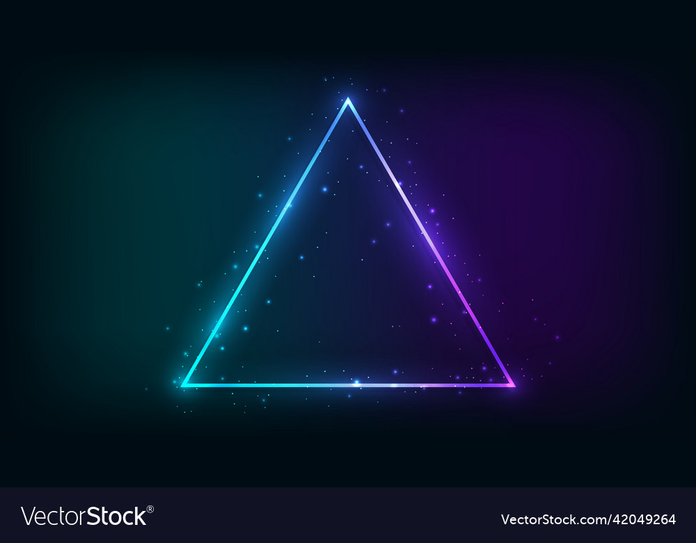 Neon triangular frame with shining effects vector image Neon triangular frame with shining effects
