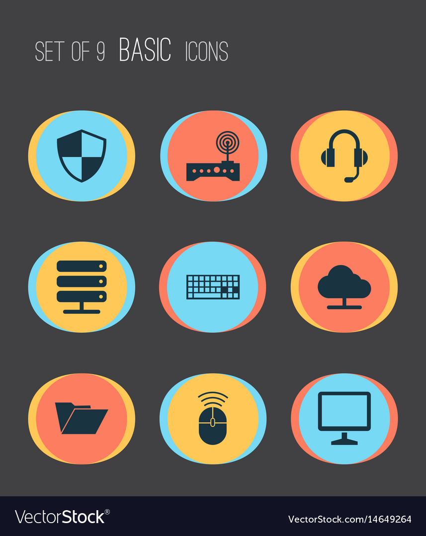Notebook icons set collection of database