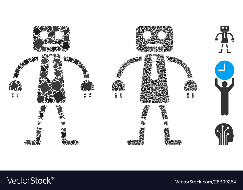 Official robot mosaic icon bumpy elements Vector Image Official robot mosaic icon bumpy elements