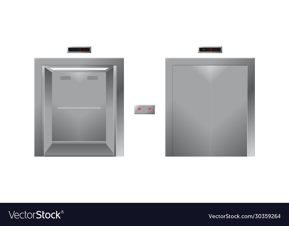 Opened and closed elevator isolated